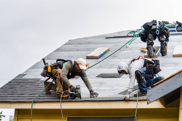 Professional Gutter Installation technician working in Bay Center, WA